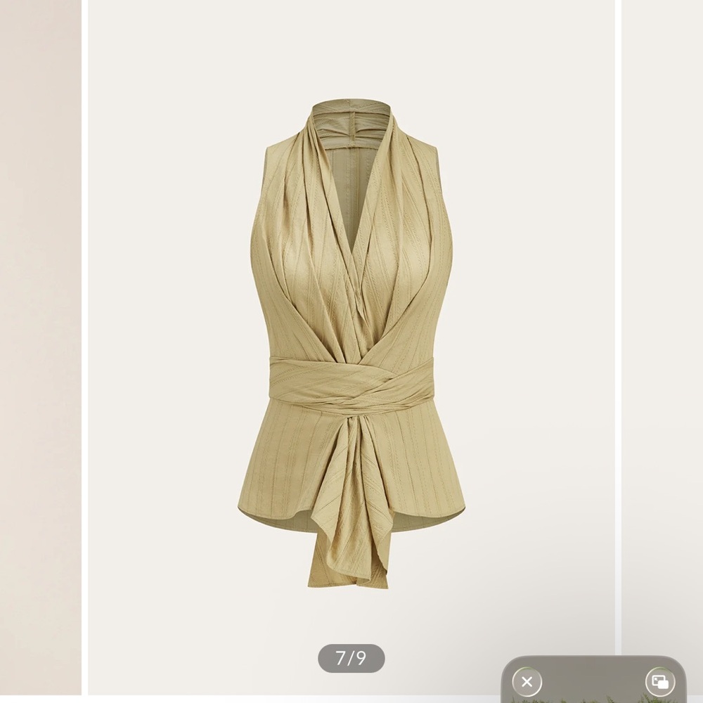 Commense Beige Wrap Halter Top